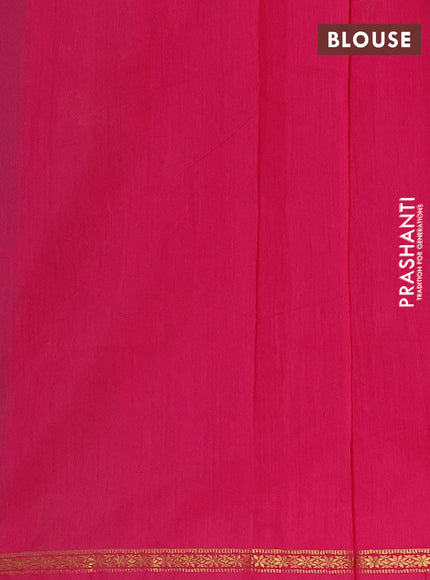 Semi maheswari cotton saree teal green and pink with zari woven buttas and small zari woven border