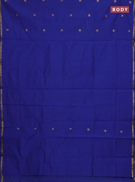 Semi maheswari cotton saree blue and teal green with zari woven buttas and small zari woven border