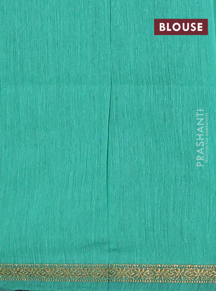 Semi maheswari cotton saree blue and teal green with zari woven buttas and small zari woven border
