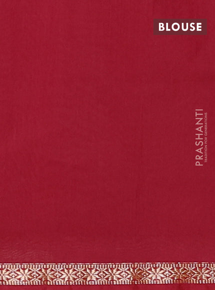 Semi maheswari cotton saree pink and maroon with zari woven buttas and small zari woven border