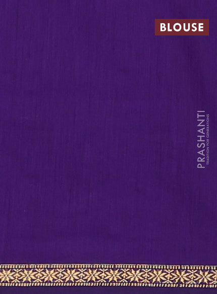 Semi maheswari cotton saree green and violet with zari woven buttas and small zari woven border
