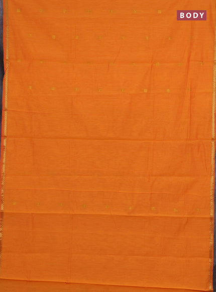 Semi maheswari cotton saree orange and pink with zari woven buttas and small zari woven border
