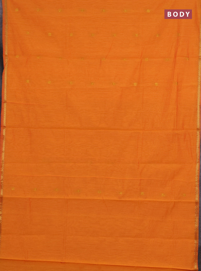 Semi maheswari cotton saree orange and pink with zari woven buttas and small zari woven border