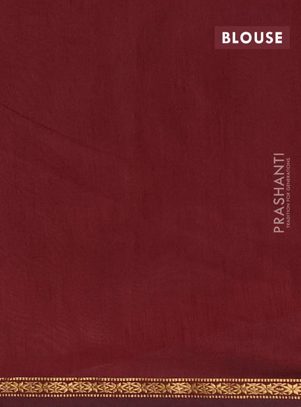 Semi maheswari cotton saree beige and maroon with zari woven buttas and small zari woven border