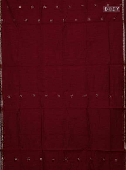 Semi maheswari cotton saree red  and black with zari woven buttas and small zari woven border