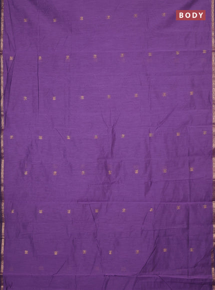 Semi maheswari cotton saree violet and navy blue with zari woven buttas and small zari woven border
