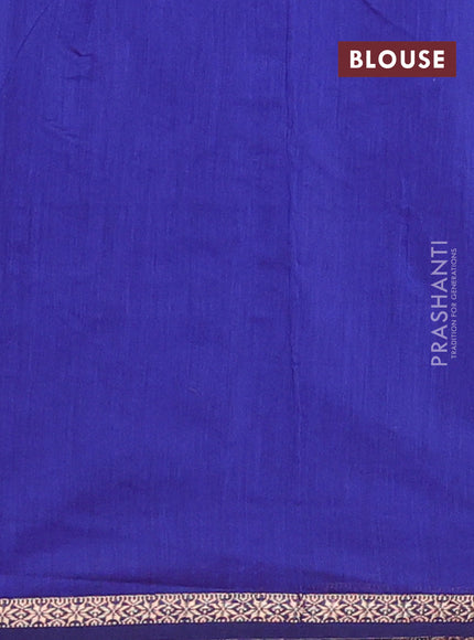 Semi maheswari cotton saree violet and navy blue with zari woven buttas and small zari woven border