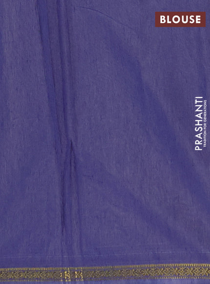 Semi maheswari cotton saree beige and blue with zari woven buttas and small zari woven border