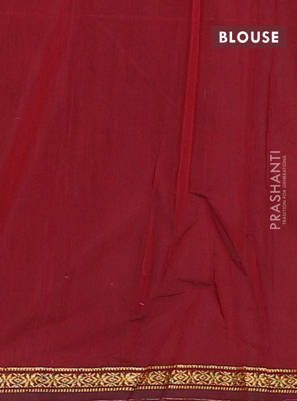 Semi maheswari cotton saree grey and maroon with zari woven buttas and small zari woven border