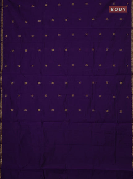 Semi maheswari cotton saree violet and green with zari woven buttas and small zari woven border