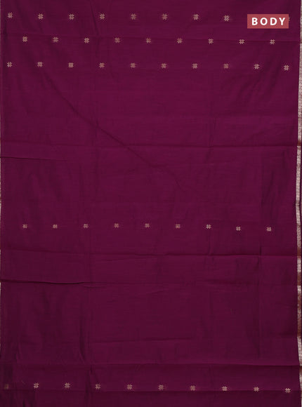 Semi maheswari cotton saree purple and violet with zari woven buttas and small zari woven border