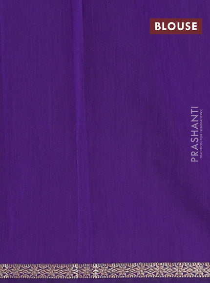 Semi maheswari cotton saree purple and violet with zari woven buttas and small zari woven border