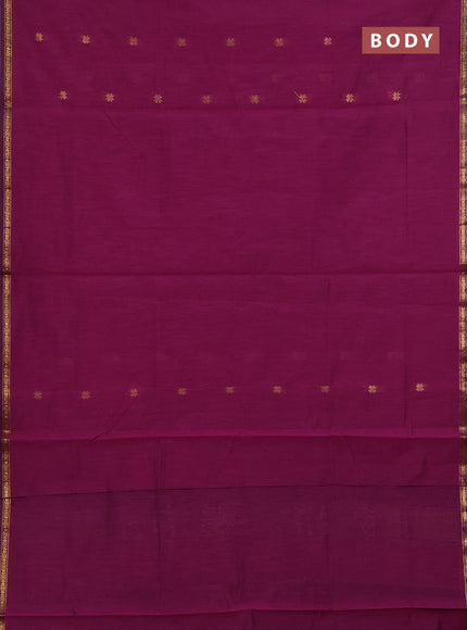 Semi maheswari cotton saree purple and black with zari woven buttas and small zari woven border