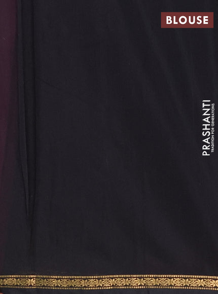 Semi maheswari cotton saree purple and black with zari woven buttas and small zari woven border
