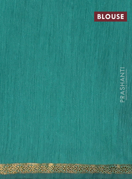 Semi maheswari cotton saree navy blue and teal green with zari woven buttas and small zari woven border