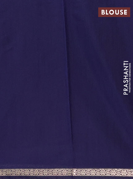 Semi maheswari cotton saree maroon and navy blue with zari woven buttas and small zari woven border