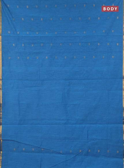 Semi maheswari cotton saree blue and navy blue with zari woven buttas and small zari woven border