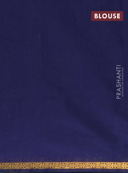 Semi maheswari cotton saree blue and navy blue with zari woven buttas and small zari woven border