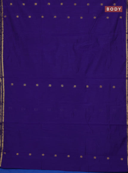 Semi maheswari cotton saree violet and blue with zari woven buttas and small zari woven border