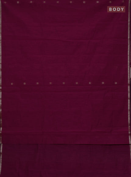Semi maheswari cotton saree magenta pink and navy blue with zari woven buttas and small zari woven border