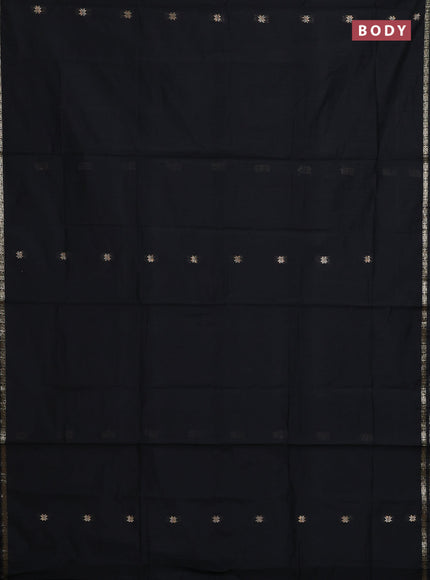 Semi maheswari cotton saree black with zari woven buttas and small zari woven border