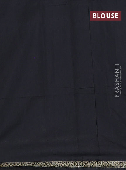 Semi maheswari cotton saree black with zari woven buttas and small zari woven border