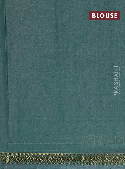 Semi maheswari cotton saree peach pink and green with zari woven buttas and small zari woven border