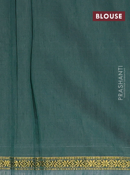 Semi maheswari cotton saree beige  and green with zari woven buttas and small zari woven border