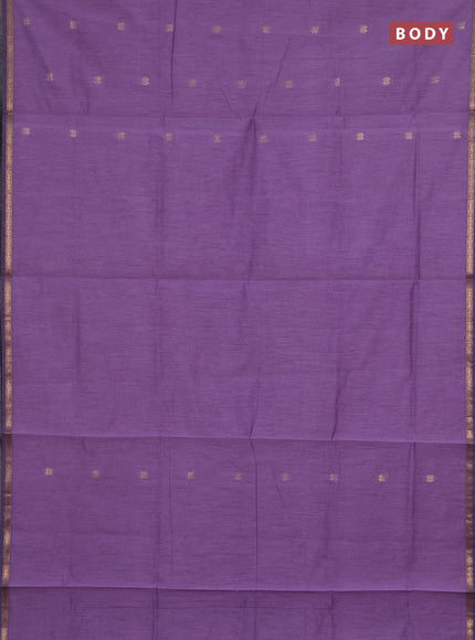 Semi maheswari cotton saree lavender and violet with zari woven buttas and small zari woven border