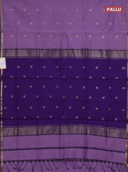 Semi maheswari cotton saree lavender and violet with zari woven buttas and small zari woven border