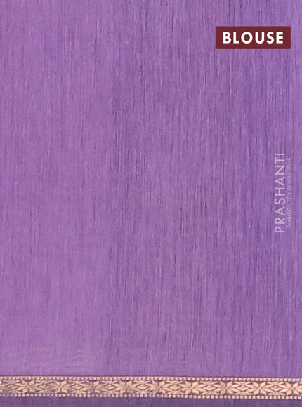Semi maheswari cotton saree lavender and violet with zari woven buttas and small zari woven border
