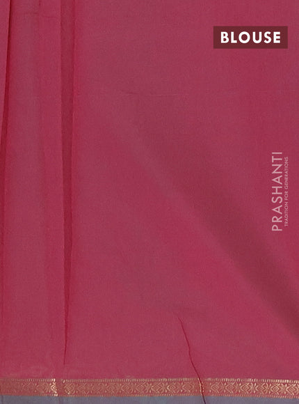 Semi maheswari cotton saree mehendi green and pink shade with zari woven buttas and small zari woven border