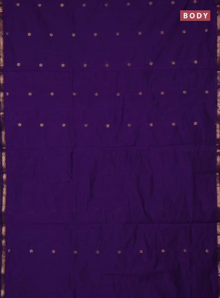 Semi maheswari cotton saree violet with zari woven buttas and small zari woven border