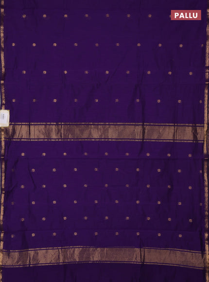 Semi maheswari cotton saree violet with zari woven buttas and small zari woven border