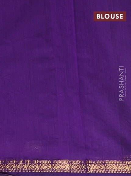Semi maheswari cotton saree violet with zari woven buttas and small zari woven border