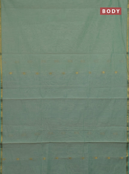 Semi maheswari cotton saree teal green and teal blue with zari woven buttas and small zari woven border