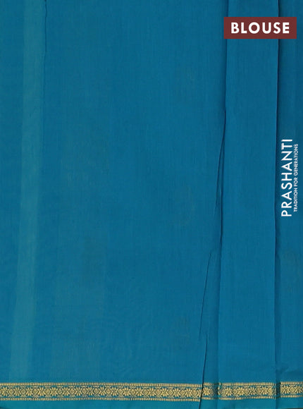 Semi maheswari cotton saree teal green and teal blue with zari woven buttas and small zari woven border