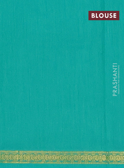 Semi maheswari cotton saree teal green and green shade with zari woven buttas and small zari woven border