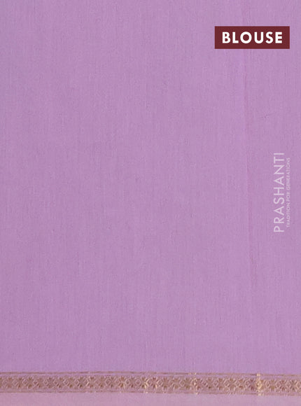 Semi maheswari cotton saree lavender and light green with zari woven buttas and small zari woven border