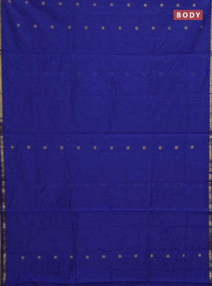 Semi maheswari cotton saree blue and violet with zari woven buttas and small zari woven border