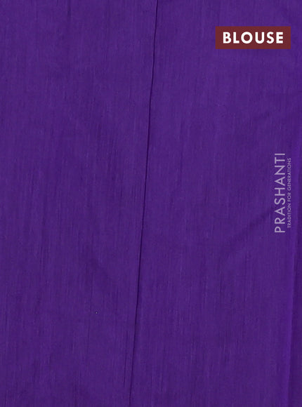 Semi maheswari cotton saree blue and violet with zari woven buttas and small zari woven border