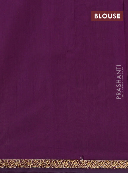 Semi maheswari cotton saree lime green and purple with zari woven buttas and small zari woven border