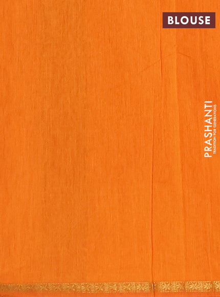 Semi maheswari cotton saree tomato red and orange with zari woven buttas and small zari woven border