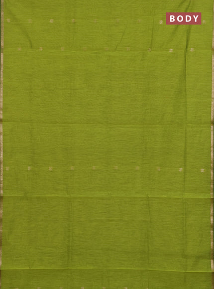 Semi maheswari cotton saree lime green and purple with zari woven buttas and small zari woven border