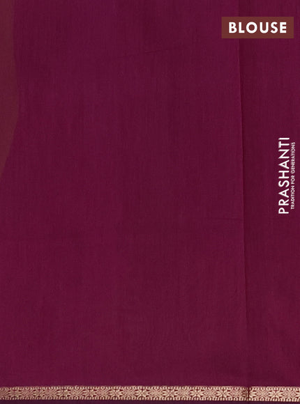 Semi maheswari cotton saree lime green and purple with zari woven buttas and small zari woven border
