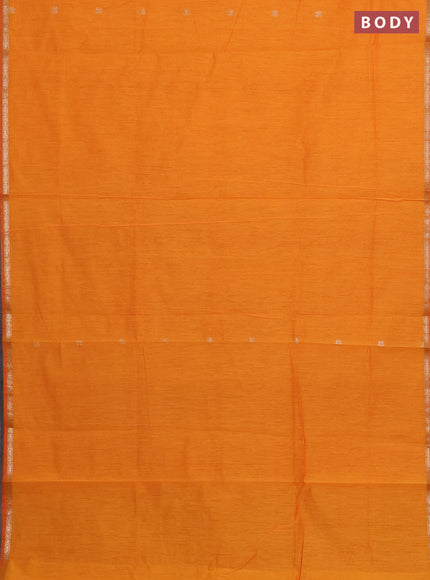 Semi maheswari cotton saree orange and red with zari woven buttas and small zari woven border