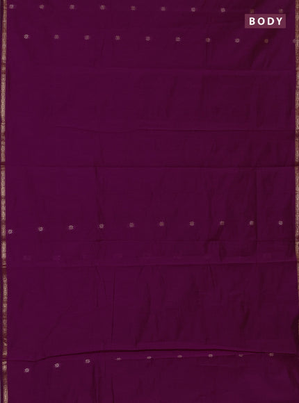 Semi maheswari cotton saree purple and green with zari woven buttas and small zari woven border
