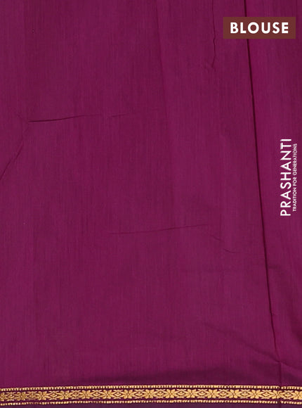 Semi maheswari cotton saree green and purple with zari woven buttas and small zari woven border