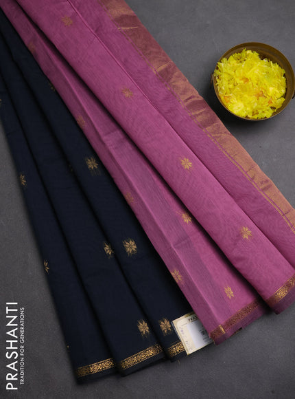 Semi maheswari cotton saree jamun and pink shade with zari woven buttas and small zari woven border