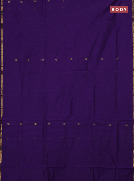 Semi maheswari cotton saree violet and maroon with zari woven buttas and small zari woven border